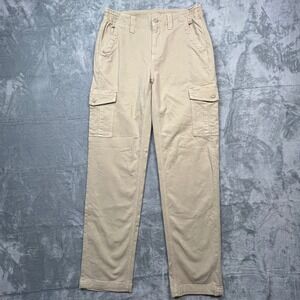 American Eagle Cargo Pants Womens Khaki Tan Stretch Real Straight Utility Size 4